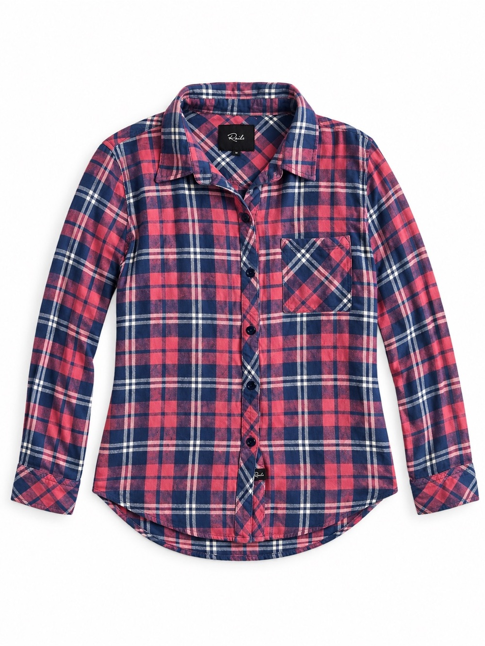 Rails Hunter Plaid Button Down Shirt Navy Pink Metallic Medium